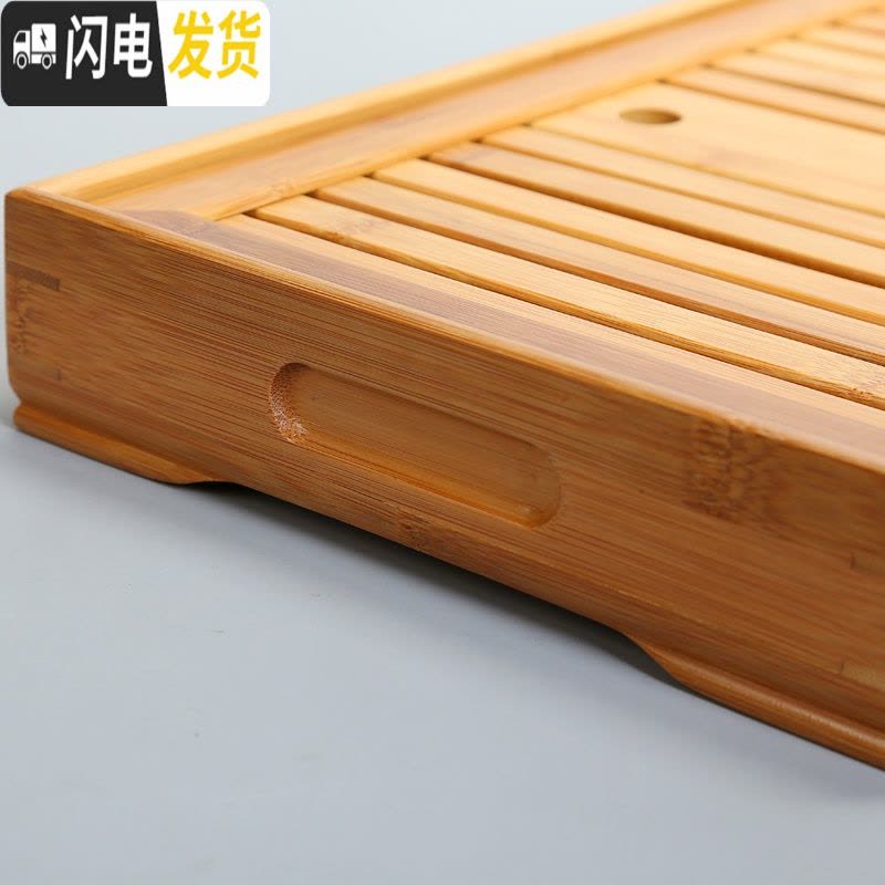 三维工匠家用简约功夫茶具茶盘托盘茶台沥水储水干泡盘小型日式竹制茶托盘 密胺塑料盘石墨黑色图片