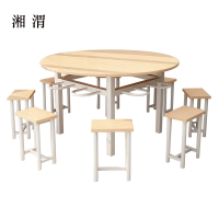 湘渭餐桌学校食堂小吃店快餐桌椅饭堂橡木色圆桌1200*750