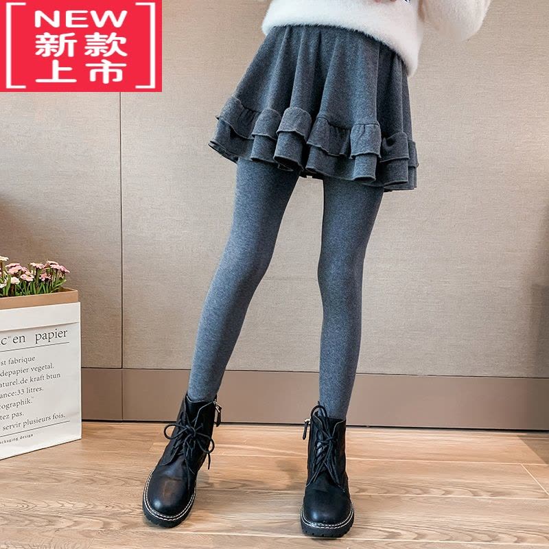 可莉允女童加绒裙裤秋冬新款外穿加厚儿童冬装中大童假两件保暖打底裤春保暖裤图片