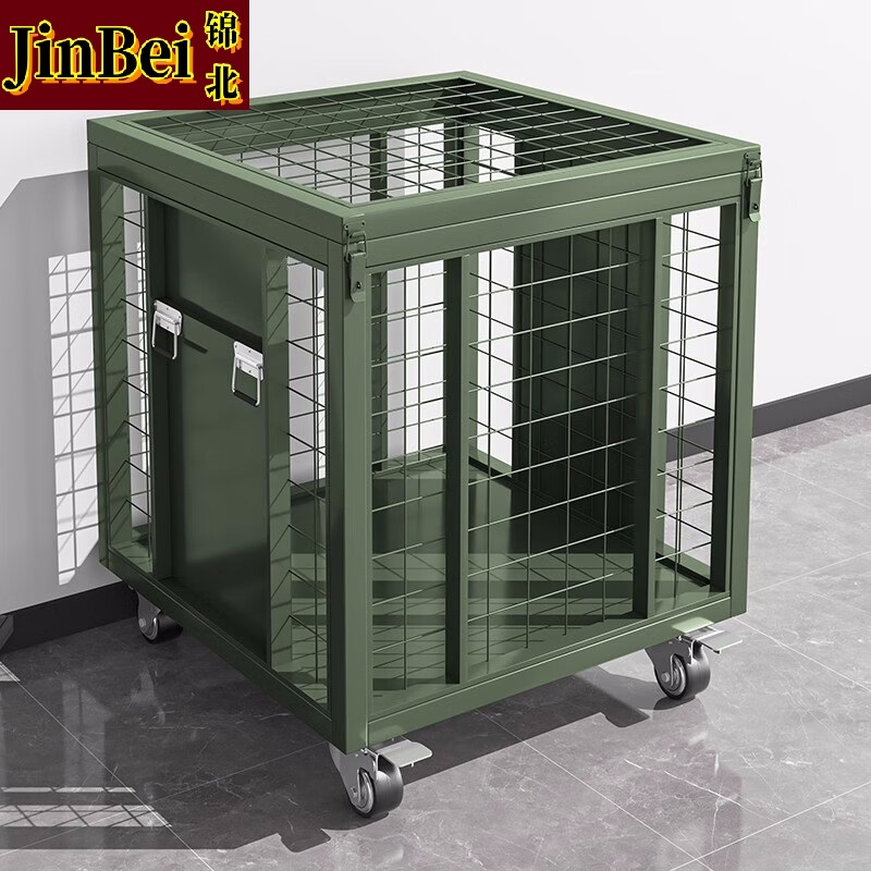 锦北金属移动网箱仓储笼应急物资周转箱野营装备箱带网带轮子900*900*900mm(带拉手)高清大图