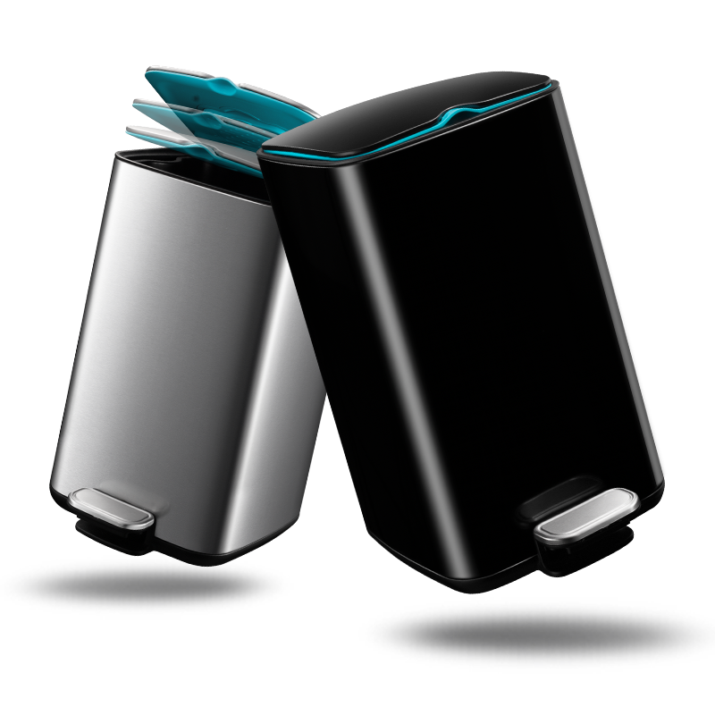 优百纳爵士12L欧式不锈钢脚踏垃圾桶家用带盖轻奢庭院客厅厨房卫生间卧室办公室高清大图