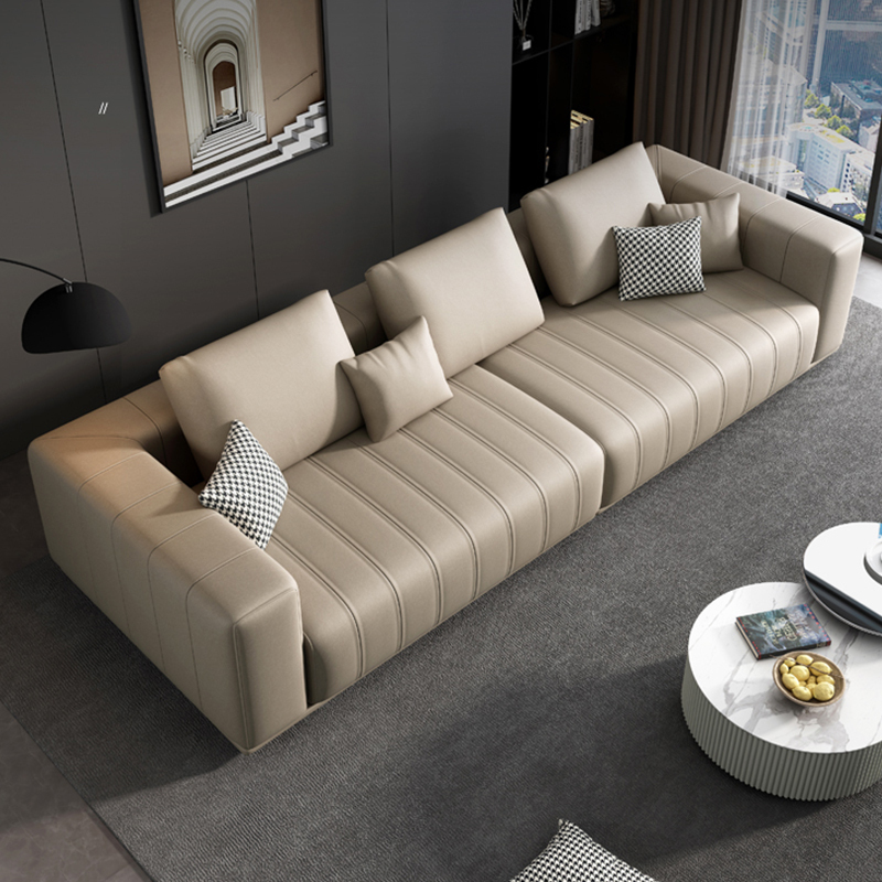 免洗沙发现代简约家居意式极简北欧风客厅家具皮艺沙发组合纳帕皮沙发