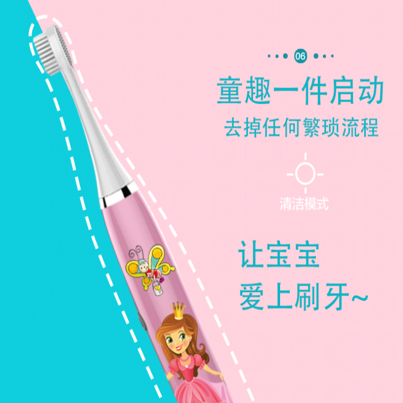 米狗儿童电动牙刷 MX606蓝色高清大图