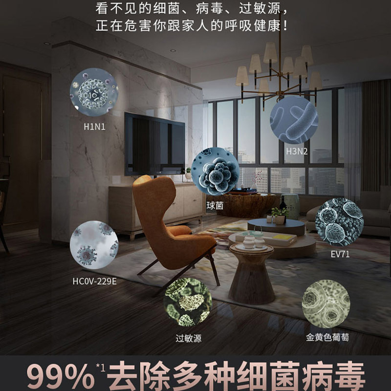 莱克(LEXY)K9 紫晶盾杀菌空气净化器抗病毒除甲醛雾霾二手烟轻音智能家用
