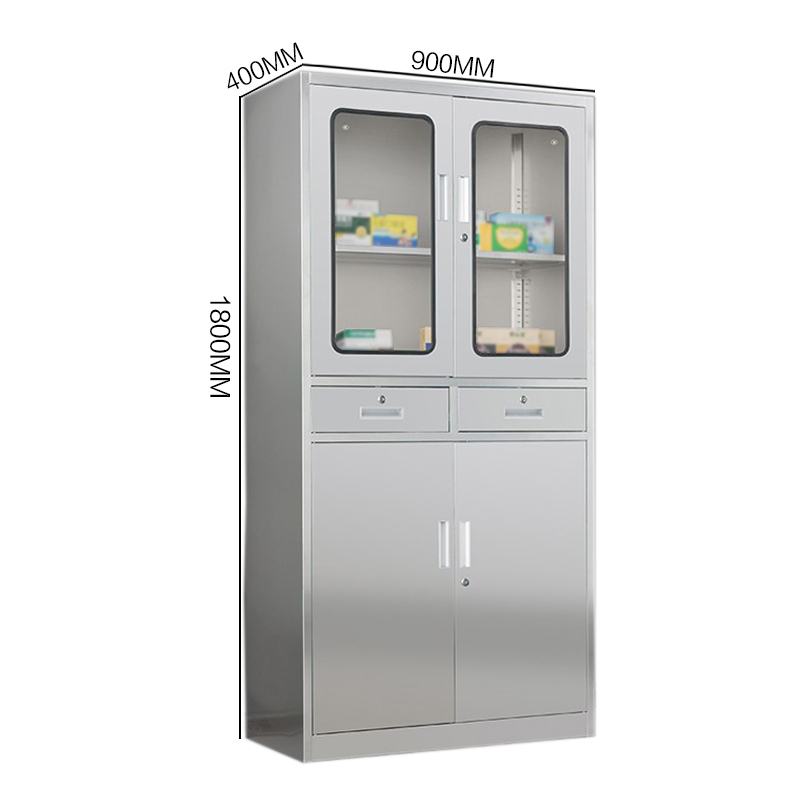 风雷顺室文件柜不锈钢柜子储物柜资料柜档案柜带锁文件柜201二斗文件柜高清大图