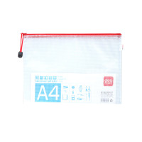得力5654A4透明网格拉 链袋 资料文件袋 10只/袋