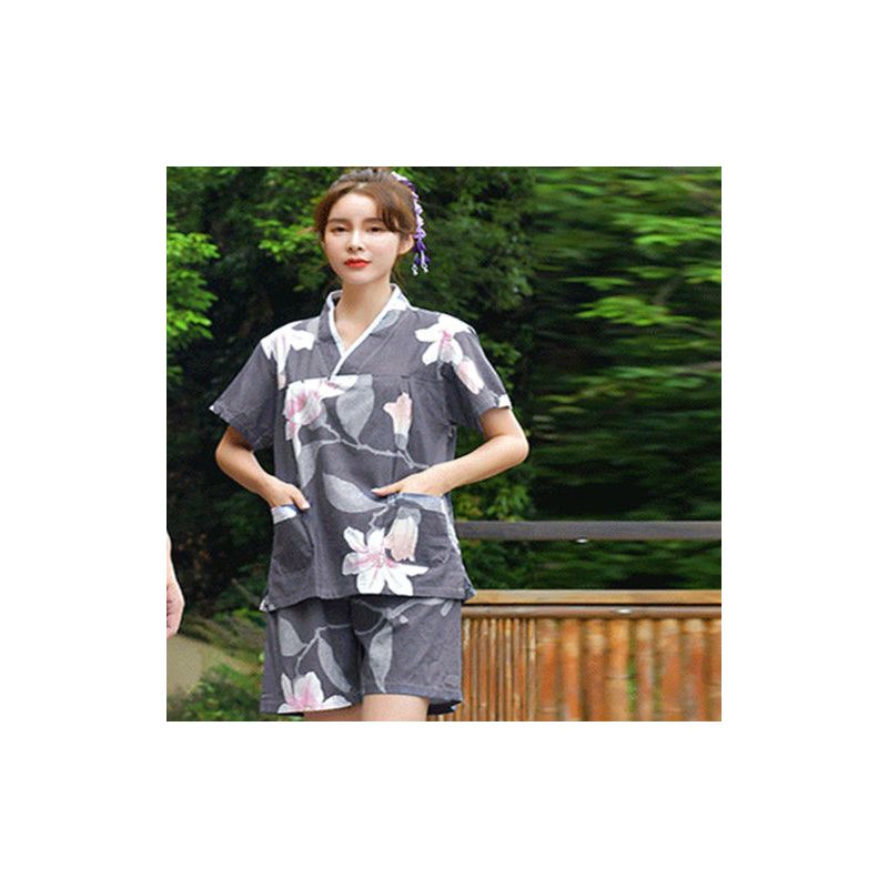 纯棉汗蒸服女高档家居浴袍睡衣足道温泉男浴服浴衣