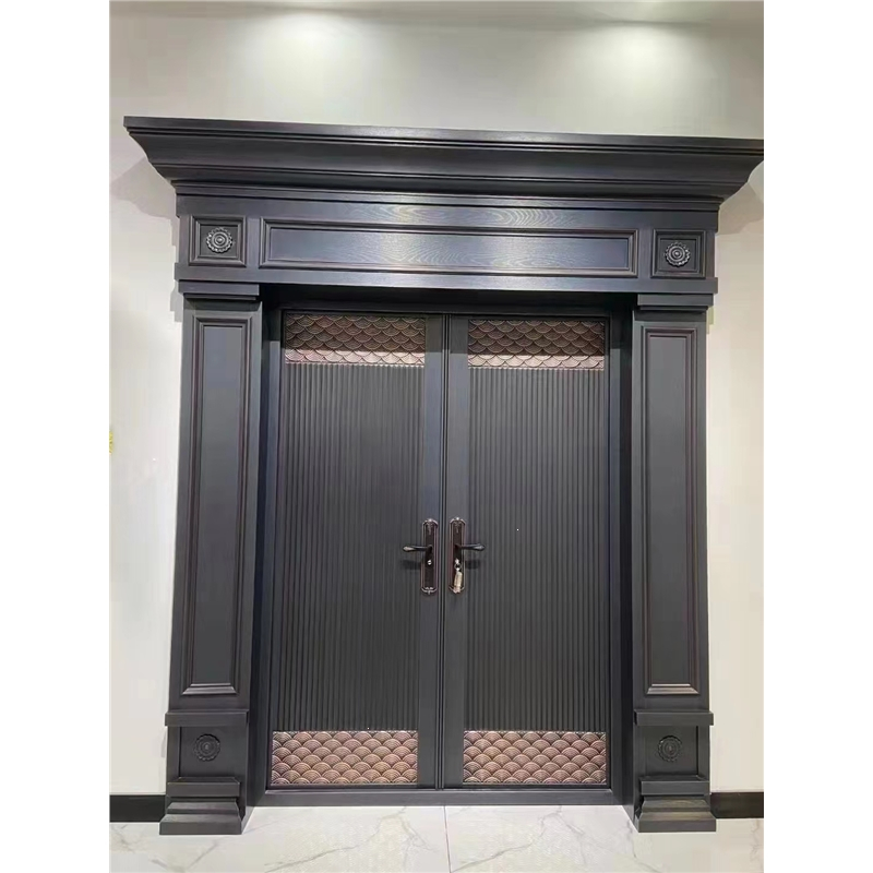 古达定制农村别墅大门双开门锌合金乡村自建房防盗门入户家用进户门仿