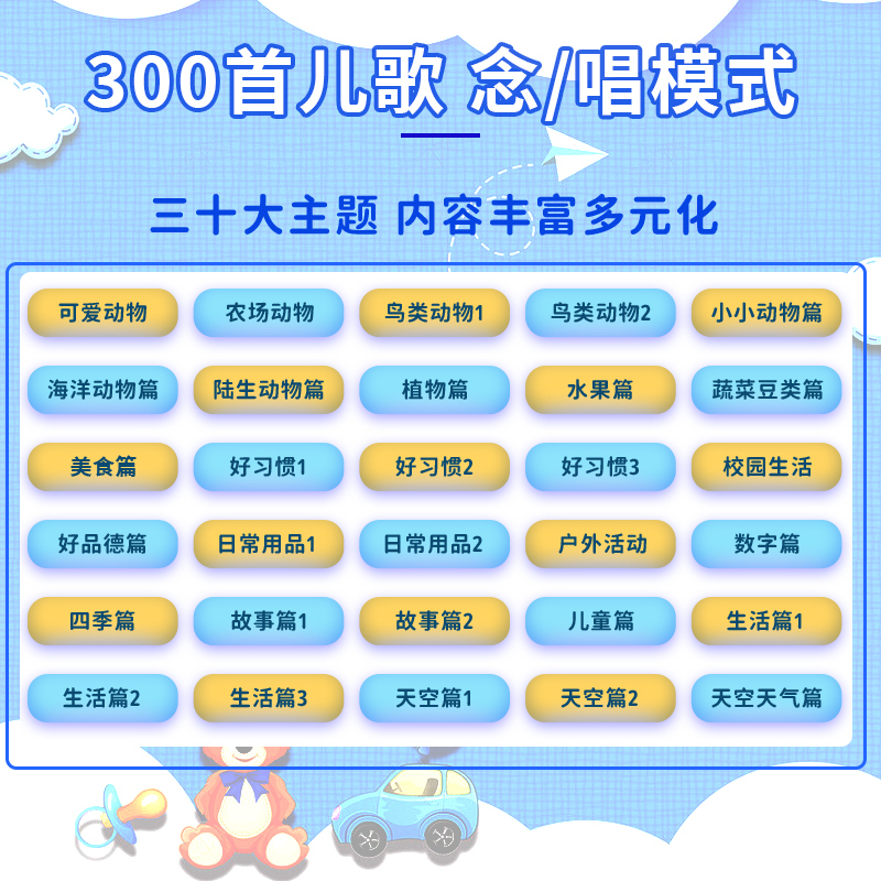 会说话的儿歌300首 [正版]会说话的儿歌300首早教有声书宝宝学唱童谣300首点读发声书幼儿语言表达启蒙绘本0-6岁儿