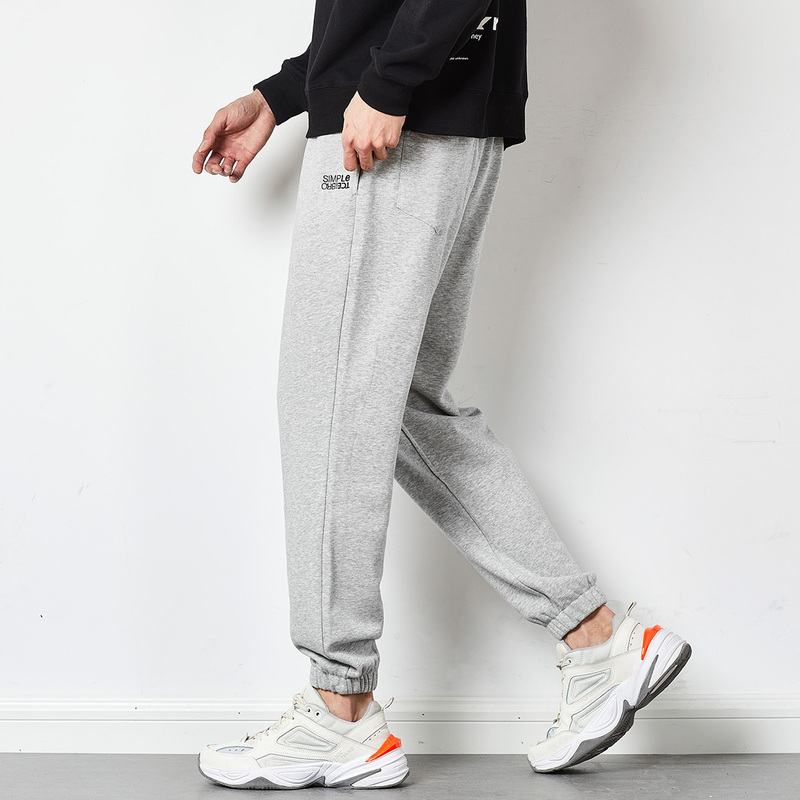 200元任选3件唐狮春季新款卫裤男韩版潮流黑色运动裤男生束脚长裤宽松