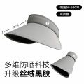 防紫外线太阳帽女夏季环绕式可折叠空顶帽户外大帽檐黑胶遮阳帽3759W 灰色 【丝绒黑胶16cm加大版】
