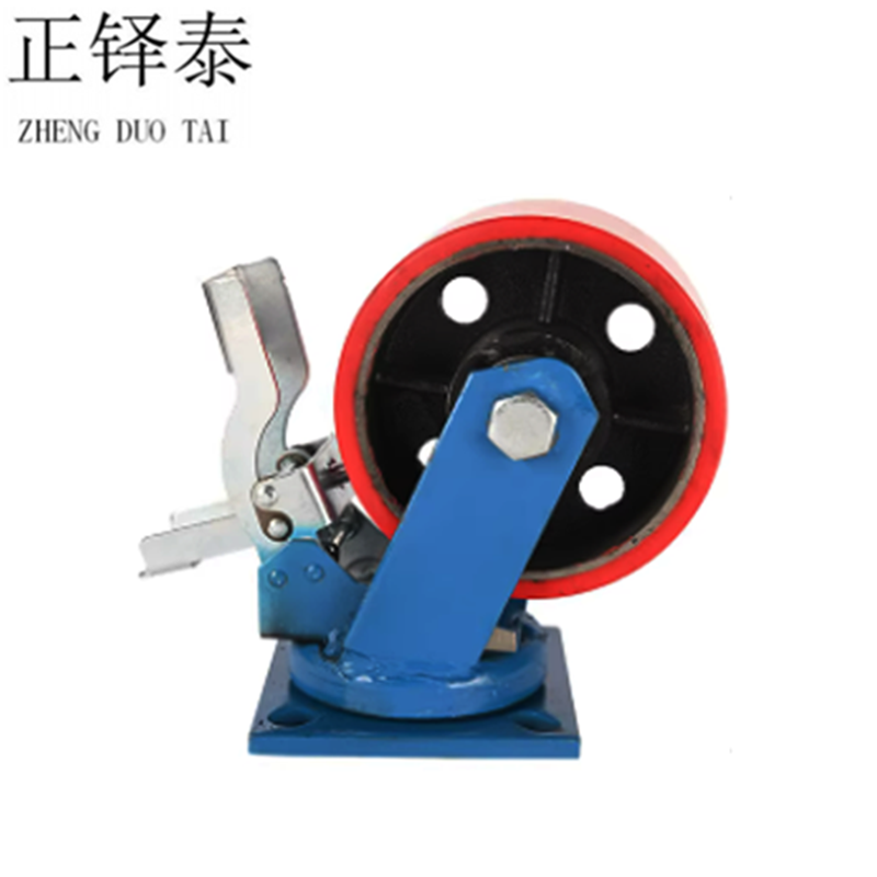 重型铁芯聚氨酯轮 刹车万向轮6寸150mm高清大图