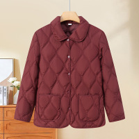 妈妈装冬装棉衣40-60岁中老年薄款棉服外套女时尚简约冬季衣服女 2XL（建议110斤以下） 红色棉衣