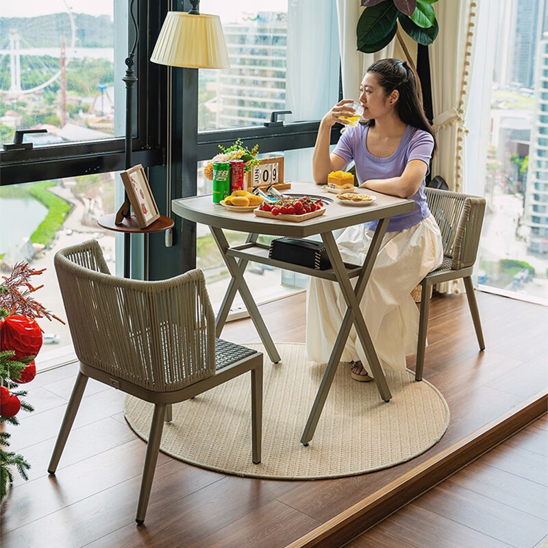 紫叶 梦雨 茶桌阳台电陶炉小茶桌多功能茶几藤编围炉煮茶桌椅组合 电陶炉款-枫木纹+玻璃茶壶