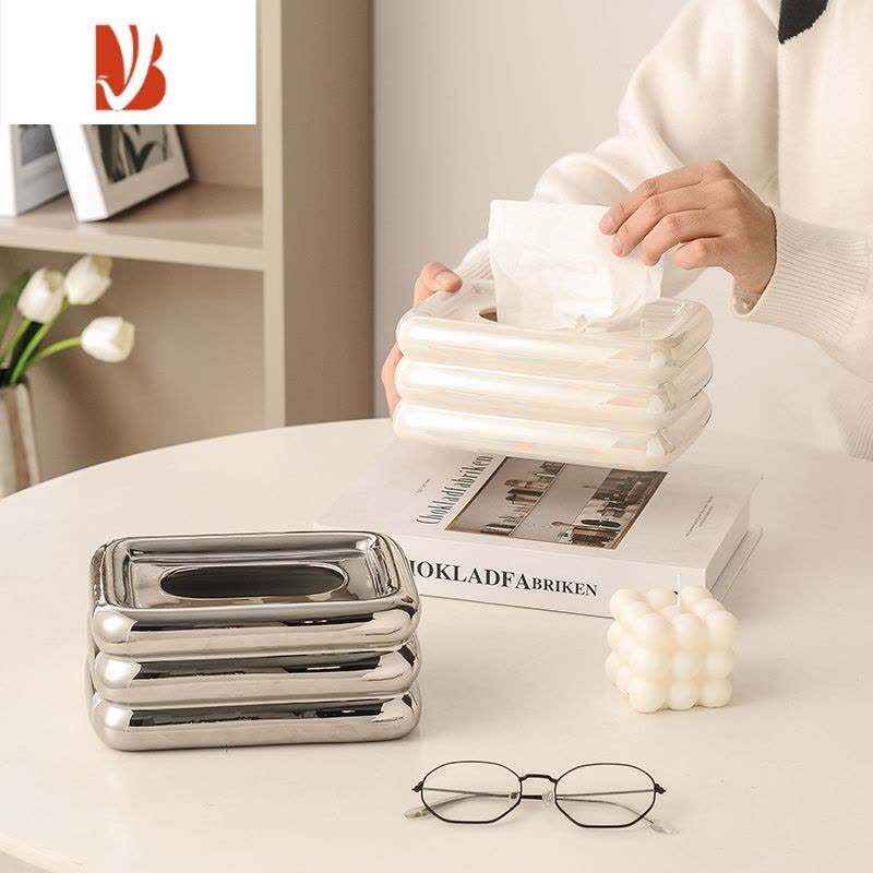 三维工匠纸巾盒装抽纸客厅茶几餐桌桌面纸抽盒现代简约网红棉花糖装饰摆件 1天鹅纸巾盒(珍珠白)图片