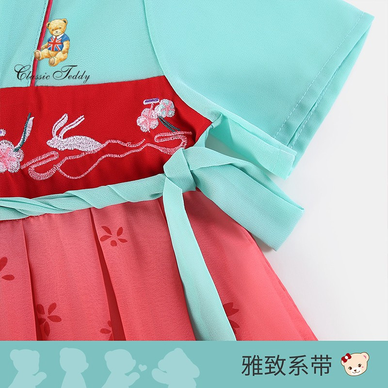 精典泰迪童装女童连衣裙女孩汉服宝宝中国风长裙中大童夏季唐装新款