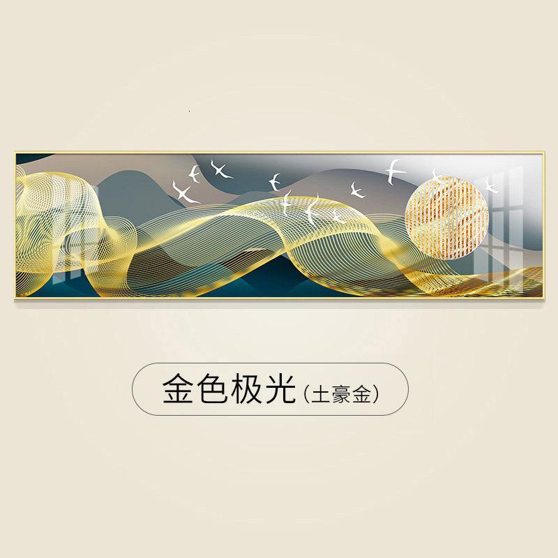 卧室装饰画欧式轻奢床头挂画九鱼图壁画现 金色极光(土豪金) 40×80cm晶瓷画(晶瓷工艺+金属框)统一发金色边框(需换高清大图