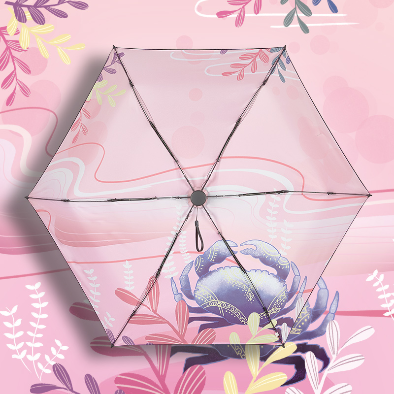 红叶(Hong Ye)插画礼品雨伞女遮阳伞晴雨两用折叠伞防晒防紫外线十二星座太阳伞 巨蟹座