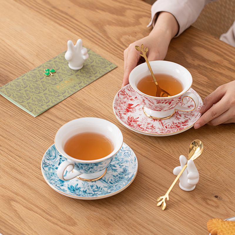 苏氏陶瓷(SUSHI CERAMICS)情侣咖啡杯碟套装新中式花鹊轻奢朋友生日乔迁闺蜜新婚伴手礼物