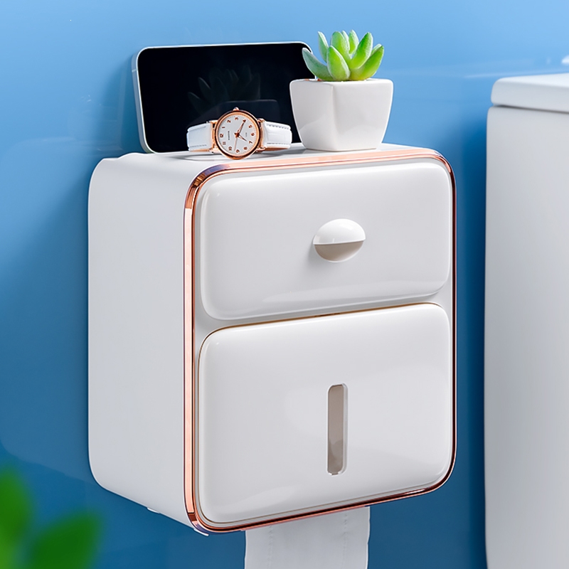 如华福禄卫生间纸巾盒厕所免打孔卷纸架卷纸盒卫生纸盒厕纸盒抽纸盒