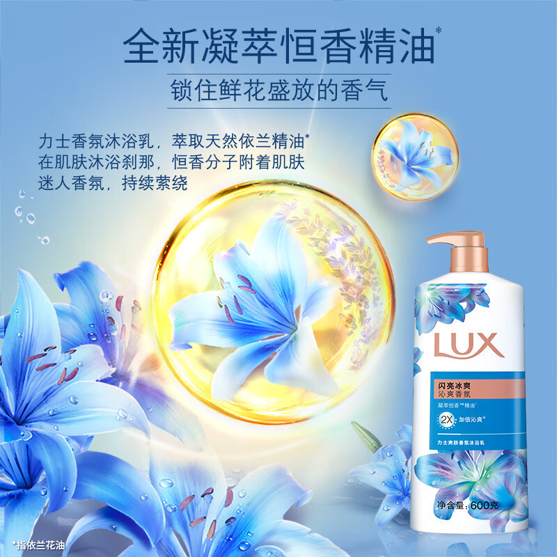 力士(LUX)沐浴露 闪亮冰爽 沁爽香氛 爽肤香氛沐浴乳200g留香