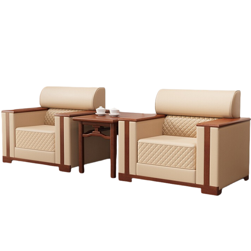 怡卓欧真皮沙发组合1+1+茶几套高清大图