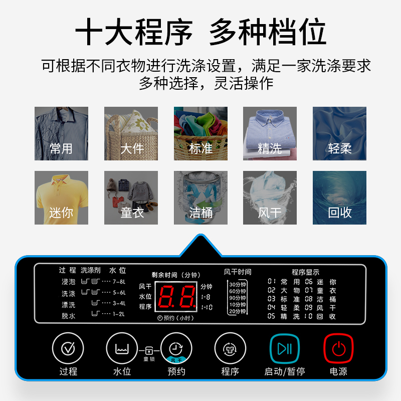 长虹洁立方8/9KG洗衣机全自动家用租房7.5公斤大容量迷你小型宿舍 9KG 2级能效+热烘干+洗烘一体+蓝光除