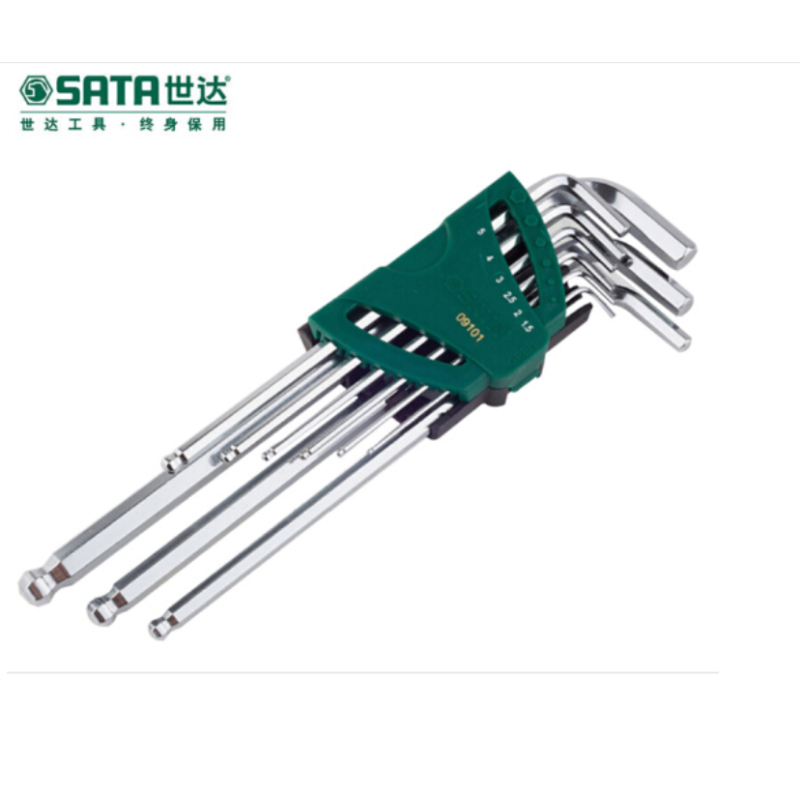 世达(SATA)内六角扳手 9件特长平头内六角扳手组套 09107(9件套公制长型)