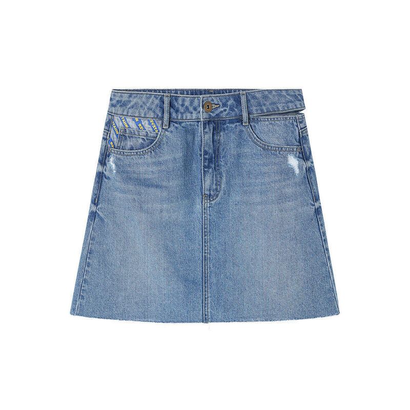 拉夏贝尔夏ins火百搭显瘦高腰短款A字牛仔半身裙