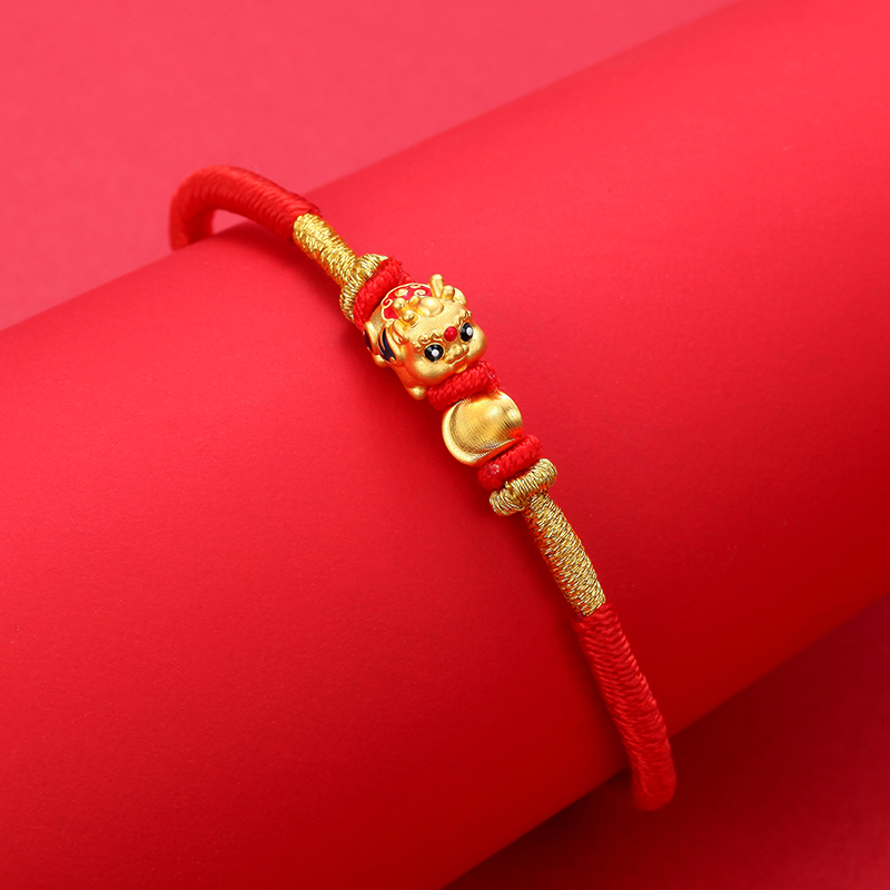 潮宏基吞金兽炫动貔貅黄金手链足金手绳珐琅5d硬金
