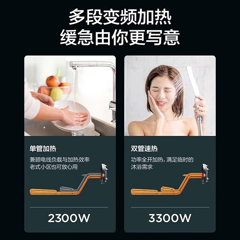 美的电热水器60升储水式 3300W变频 终身免换镁棒省钱 安全零电洗一级节能 智能家电 F6032-JA5(HE)高清大图
