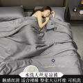 大豆天丝夏凉被子四件套家用冰丝夏被夏季空调被单双人薄被可机被 150*200cm夏被+两只枕套 深灰色