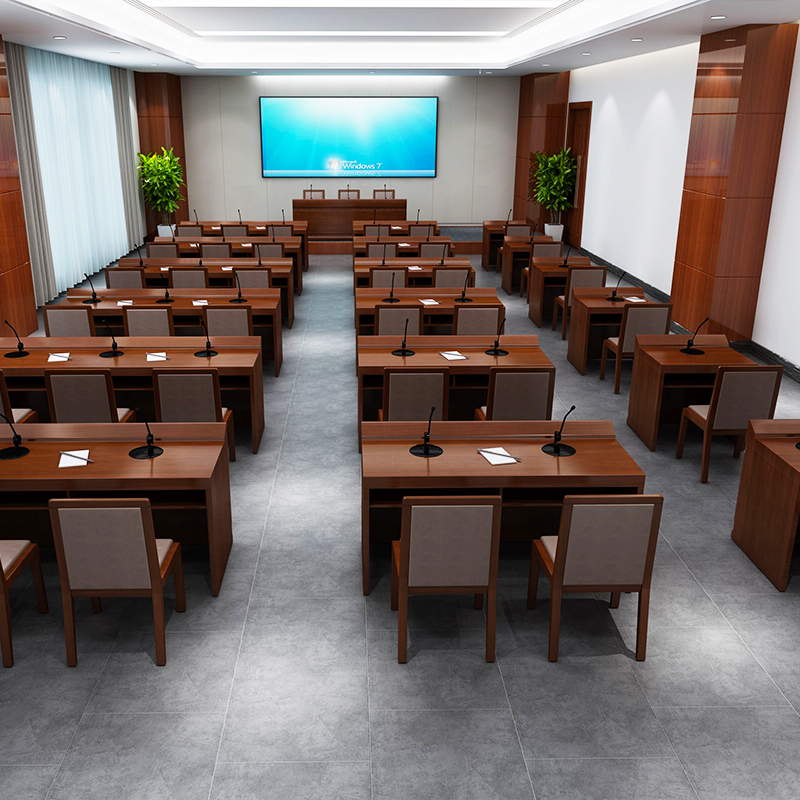创世人 办公家具会议台培训台油漆长条桌发言演讲台两人位1.4米高清大图
