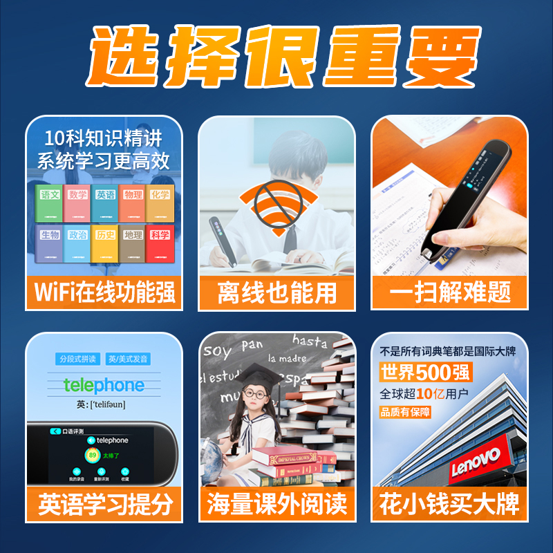 联想来酷翻译笔英语学习电子词典笔点读笔扫描扫读笔小初高中学生全科教材同步作业搜题名师讲堂离线翻译高清大图