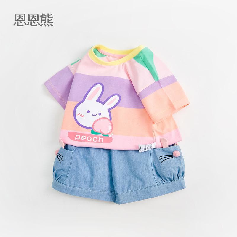 女童牛仔短裤夏季薄牛仔裤小童装外穿儿童洋气3岁5纯棉女宝宝裤子 蓝色 90cm图片