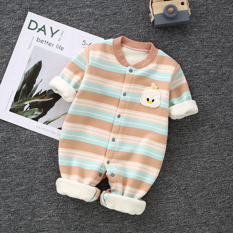 婴儿连体衣加绒加厚秋冬款幼儿保暖衣服莎丞