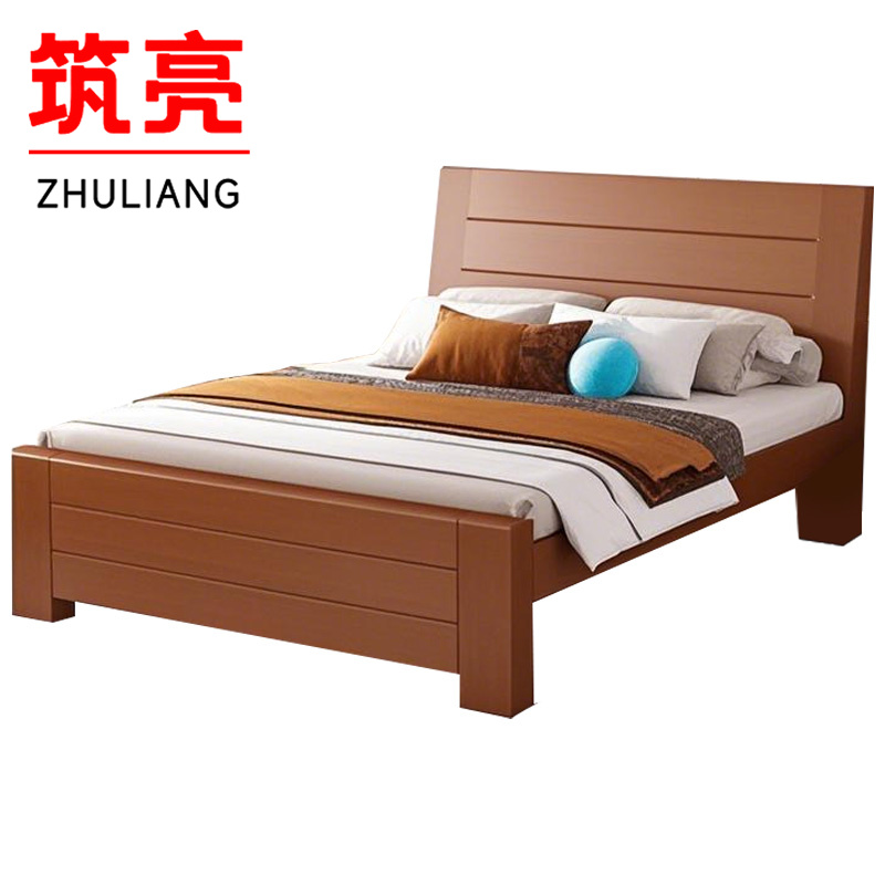 筑亮 床 120cm胡桃色+10cm床垫 套高清大图