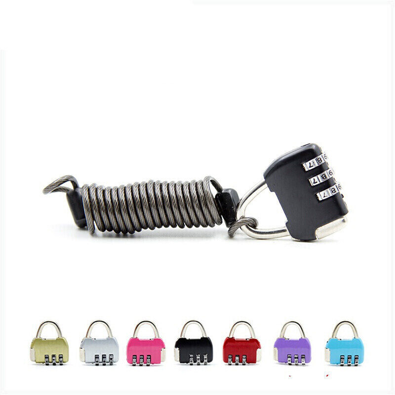 BONJEAN钢丝绳 密码锁 车衣服火车行李车防盗钢丝绳带锁绳+锁 黑色弹簧绳1.5米+锁