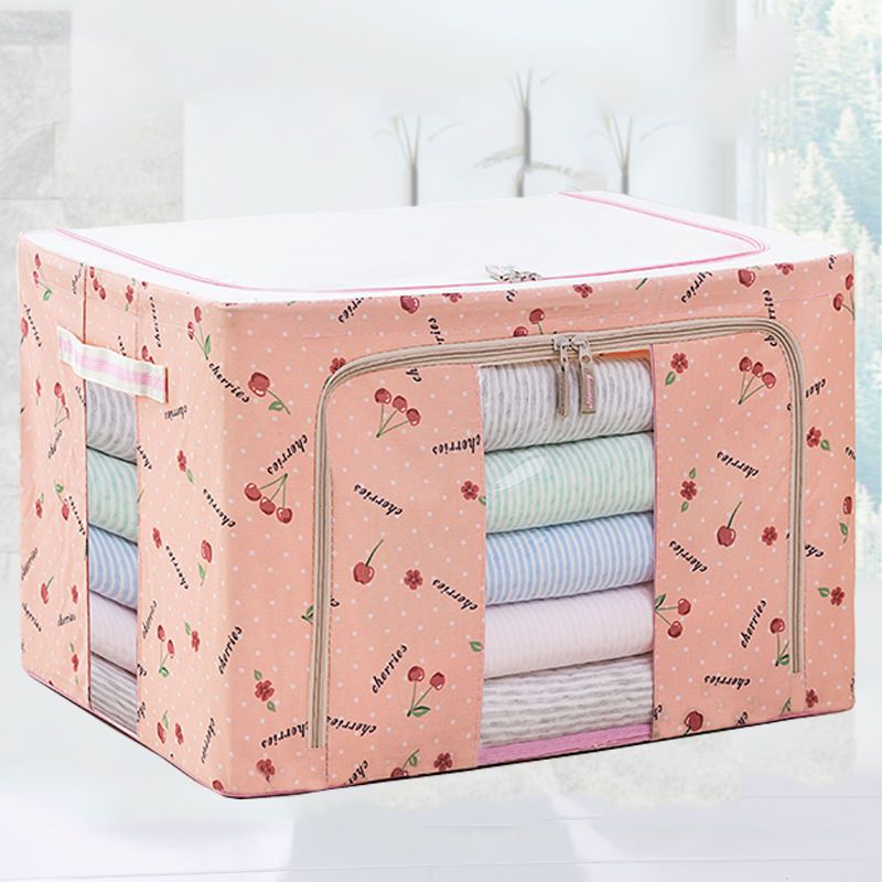 粉色樱桃22L（40*30*19cm） 收纳箱加大大容量牛津布加强钢架折叠储物整理箱棉被袋百纳箱