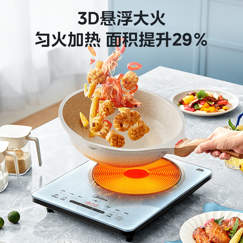 美的Midea铂钻家用电磁炉电陶炉2200W大功率电磁灶火锅炉爆炒预约多功能电磁炉 MC-E22B27 E22B27A高清大图