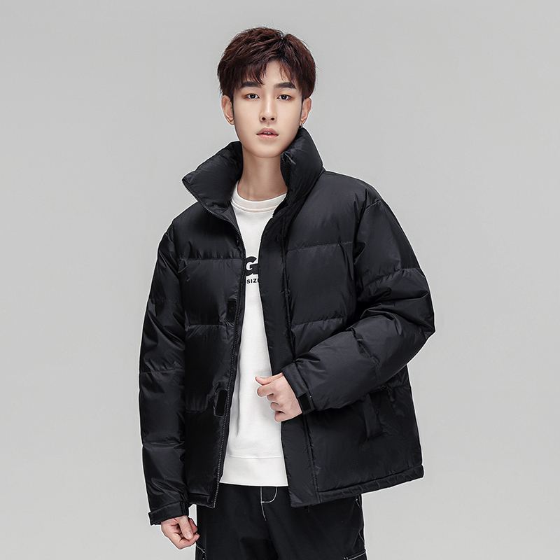 伊夫狼爪(YIFULANGZHUA)2023新款男士羽绒服短款连帽拼接潮流时尚宽松情侣加厚冬季上衣外套