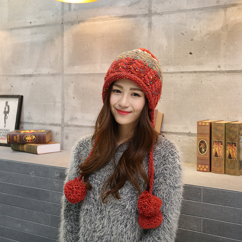 卓鑫鸿护耳针织毛线帽子女冬季时尚潮韩版百搭加厚保暖手套韩国冬天