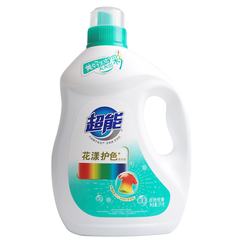 超能花漾护色洗衣液3kg生物护色无磷防串色多重天然酵素瓦解顽渍易漂无残留