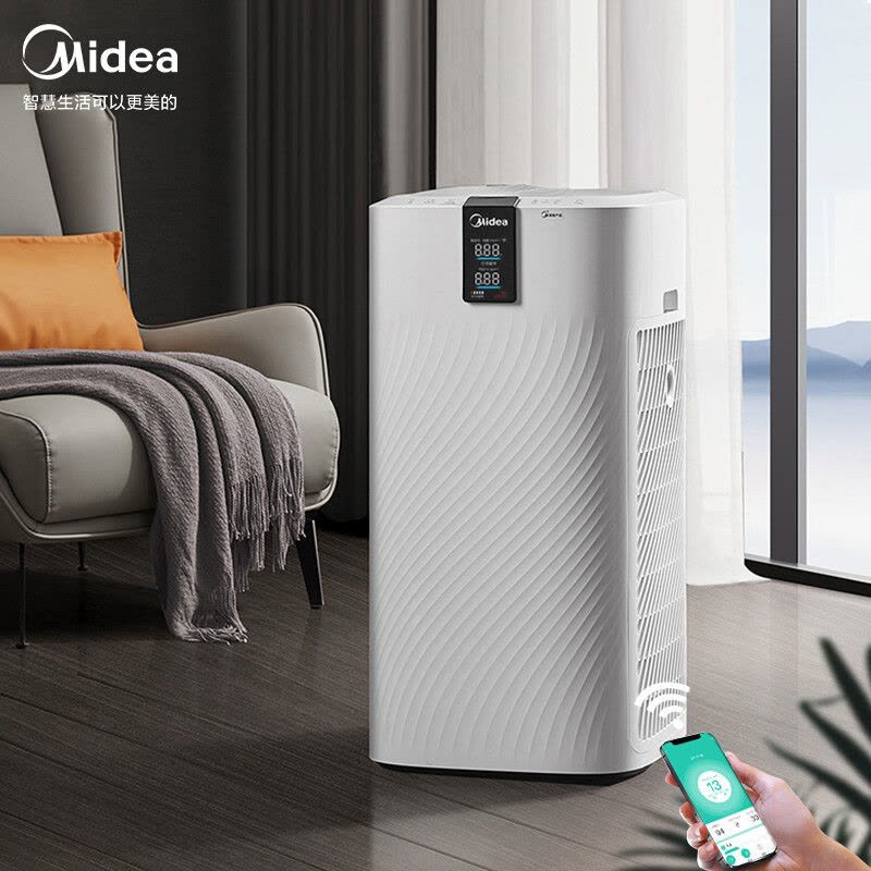 美的(Midea)空气净化器 家用除甲醛净化器 除雾霾除菌净化器极地白除甲醛低耗材 空气净化器KJ800G-H Pro图片