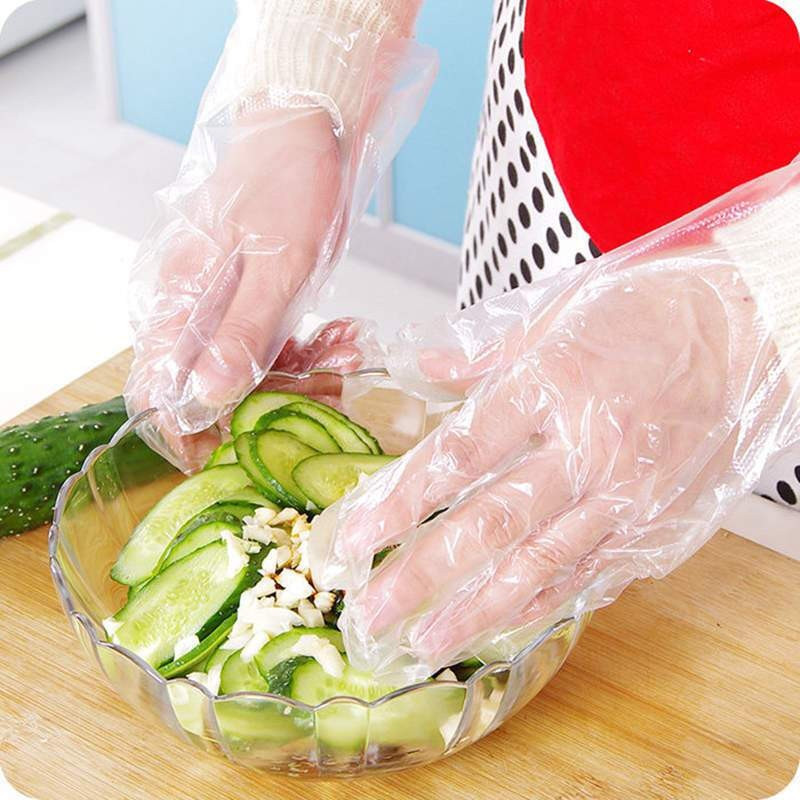 茶花 3501 一次性手套100只1包环保卫生塑料加厚手套厨房食品美容美发 3包