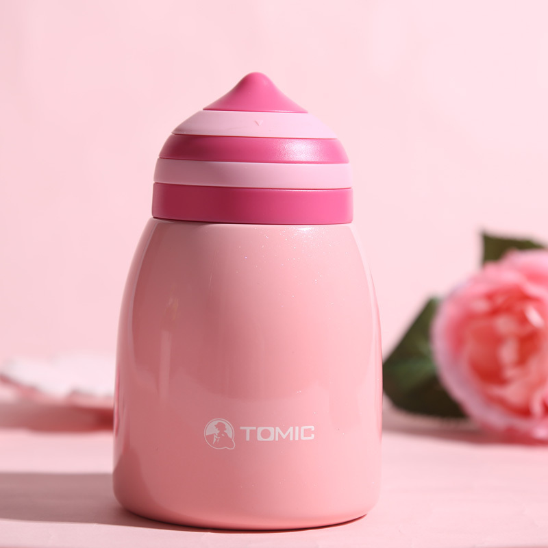 特美刻可爱男女士保温杯小巧便携茶杯不锈钢水杯子 甜粉蔷薇1BBS1268 280ML