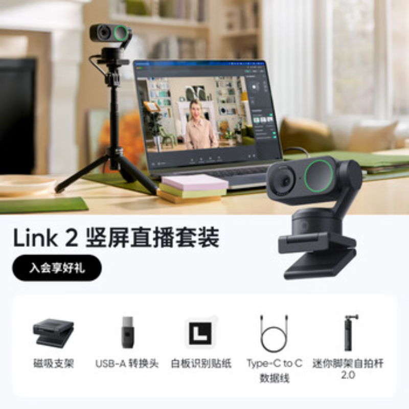 影石(Insta360) 网络摄像头Link2&2C 石墨黑-云台款竖屏套装