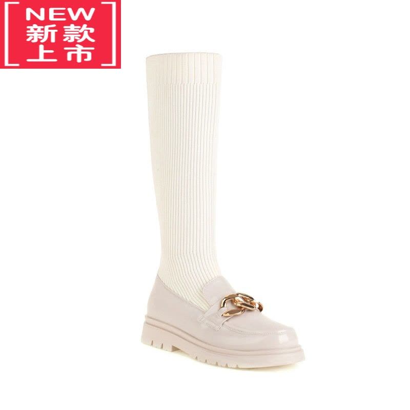 可莉允女童靴子袜子鞋2022秋冬新款加绒长筒靴中大童公主马丁靴儿童长靴图片