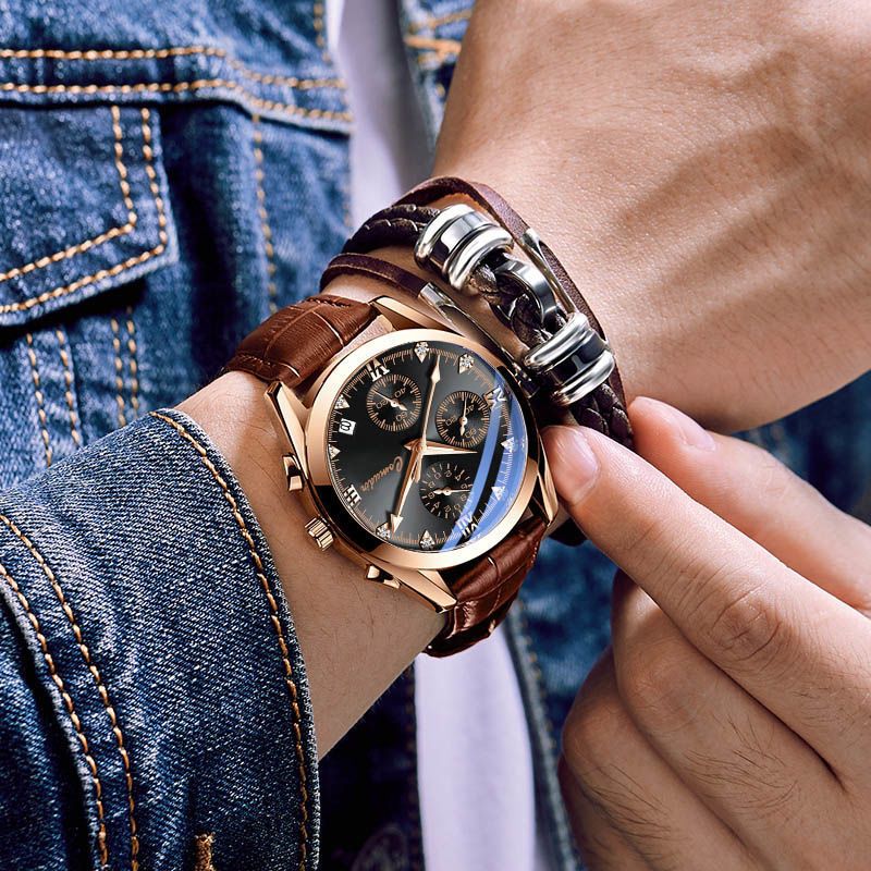 铭侣 机械表男自动机芯表手表男士日历夜光防水非机械韩版钢腕表