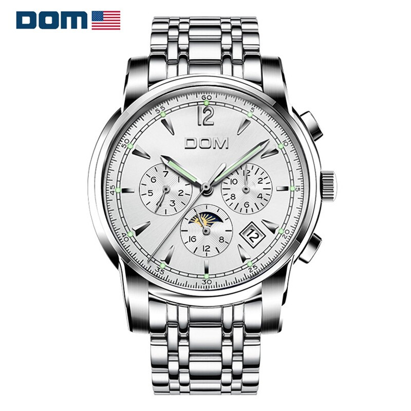 美国dom多姆品牌男士手表男自动镂空机械表星辰系列三眼时尚多功能